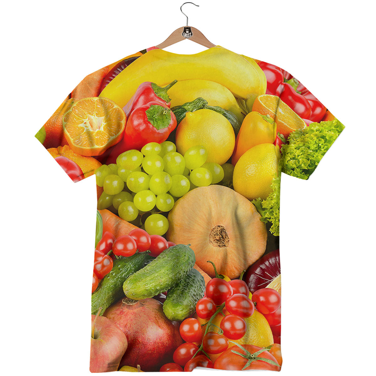 Vegetables And Fresh Fruits Print T-Shirt-grizzshop