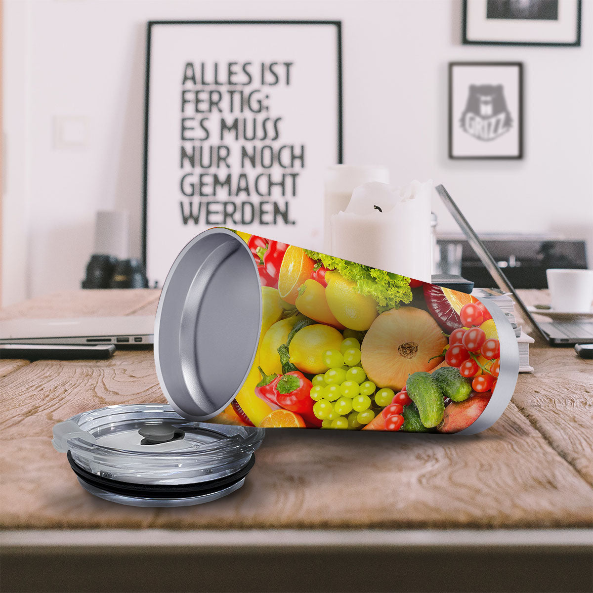 Vegetables And Fresh Fruits Print Tumbler-grizzshop