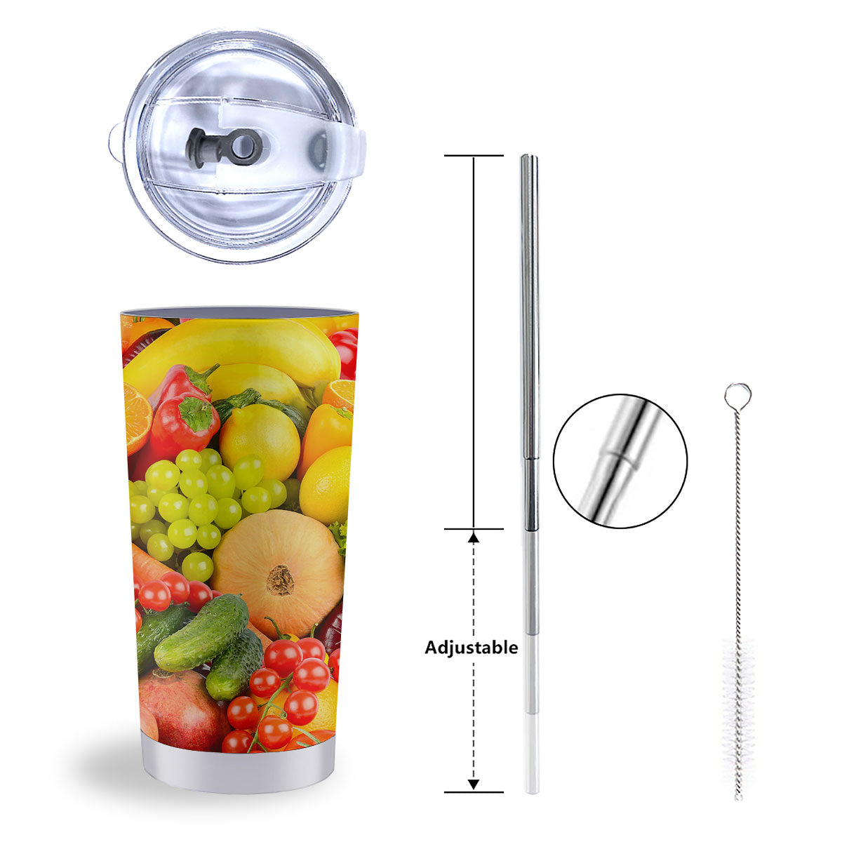 Vegetables And Fresh Fruits Print Tumbler-grizzshop