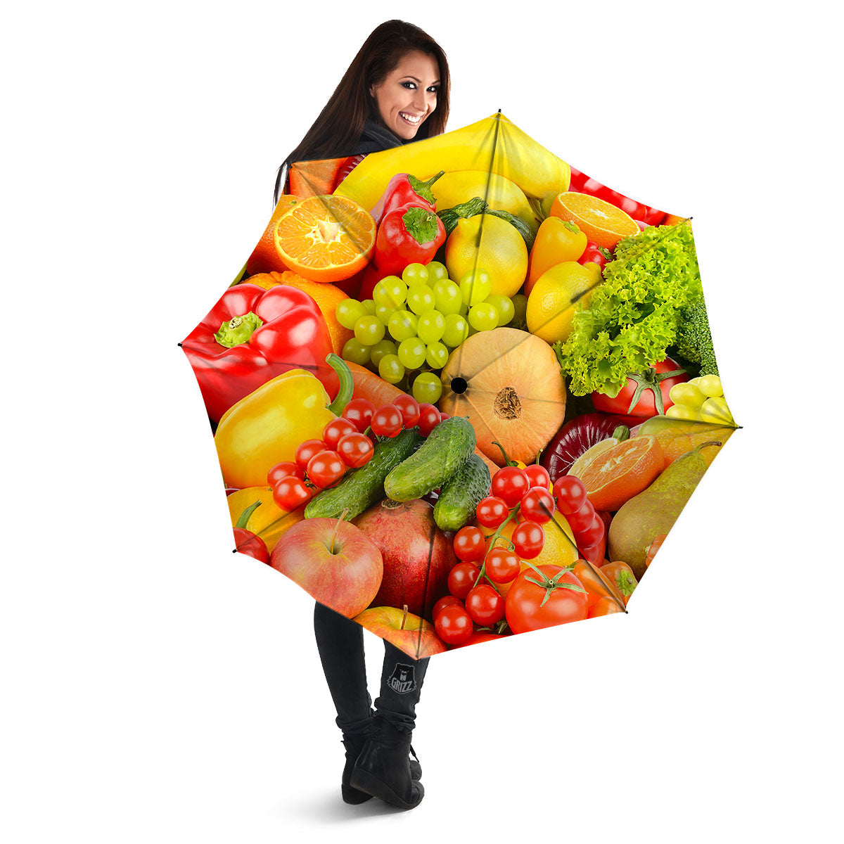 Vegetables And Fresh Fruits Print Umbrella-grizzshop