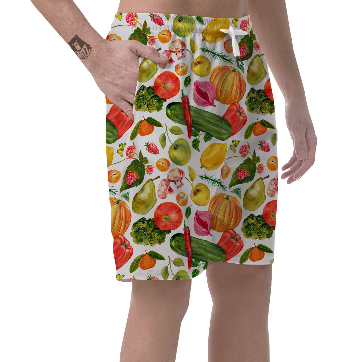 Vegetables And Vegan Fruits Print Pattern Men's Shorts-grizzshop