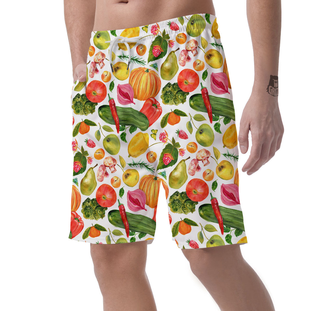Vegetables And Vegan Fruits Print Pattern Men's Shorts-grizzshop
