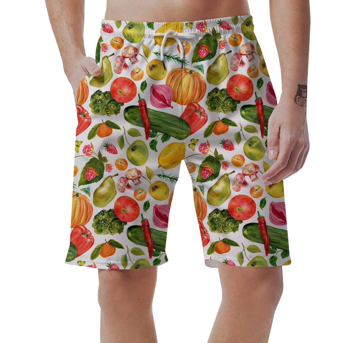Vegetables And Vegan Fruits Print Pattern Men's Shorts-grizzshop