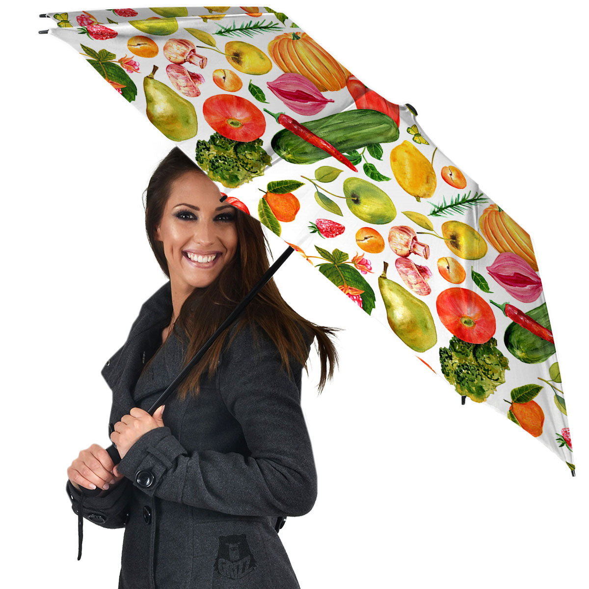 Vegetables And Vegan Fruits Print Pattern Umbrella-grizzshop