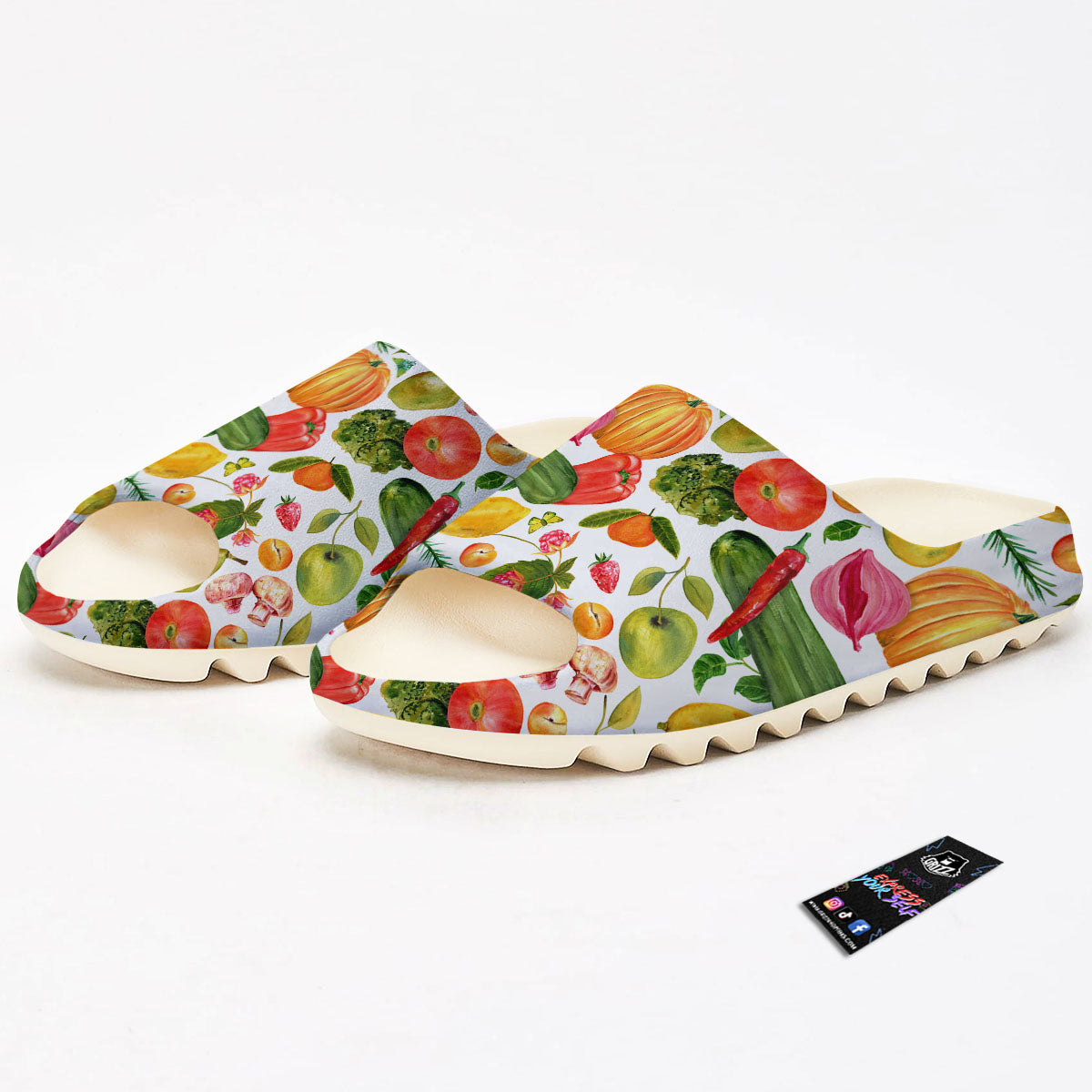 Vegetables And Vegan Fruits Print Pattern Sandals-grizzshop