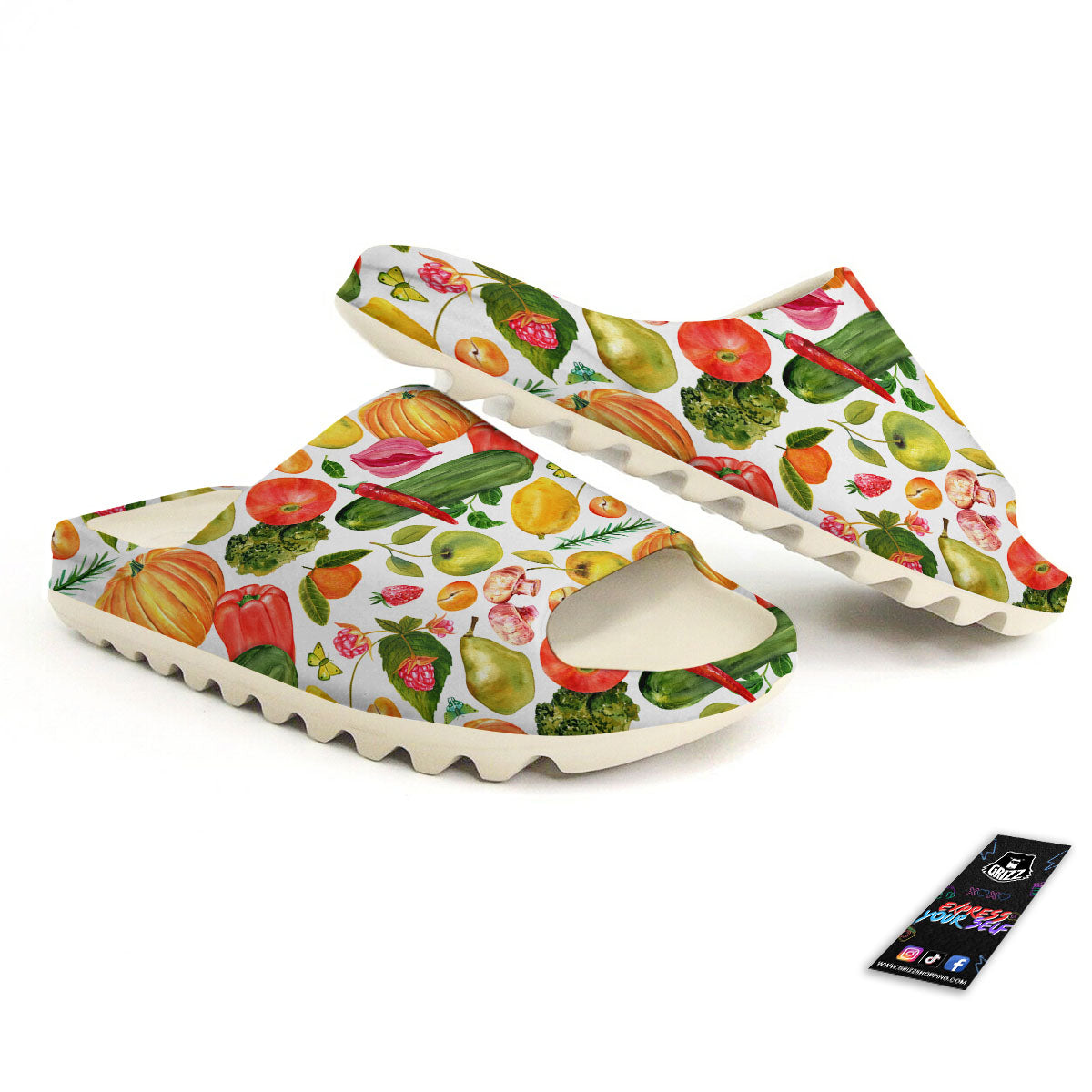 Vegetables And Vegan Fruits Print Pattern Sandals-grizzshop
