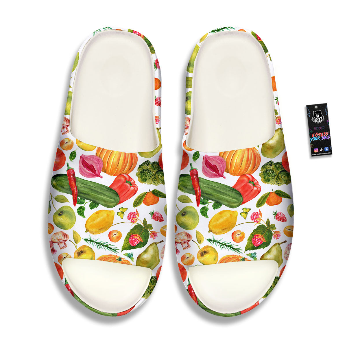 Vegetables And Vegan Fruits Print Pattern Sandals-grizzshop
