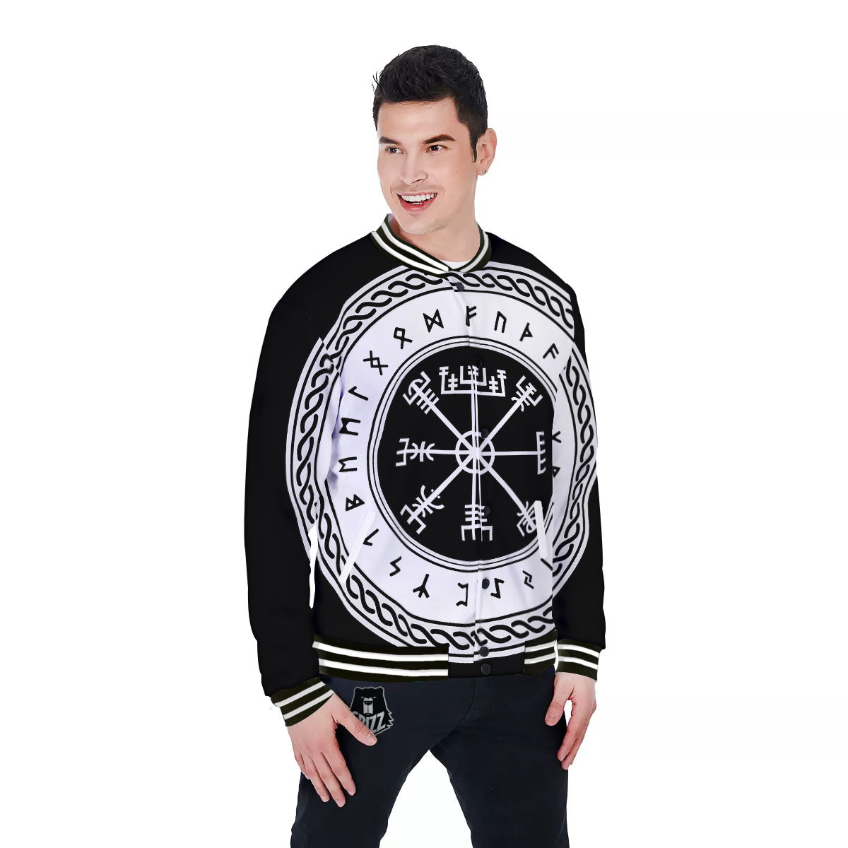 Vegvisir Viking Print Baseball Jacket-grizzshop