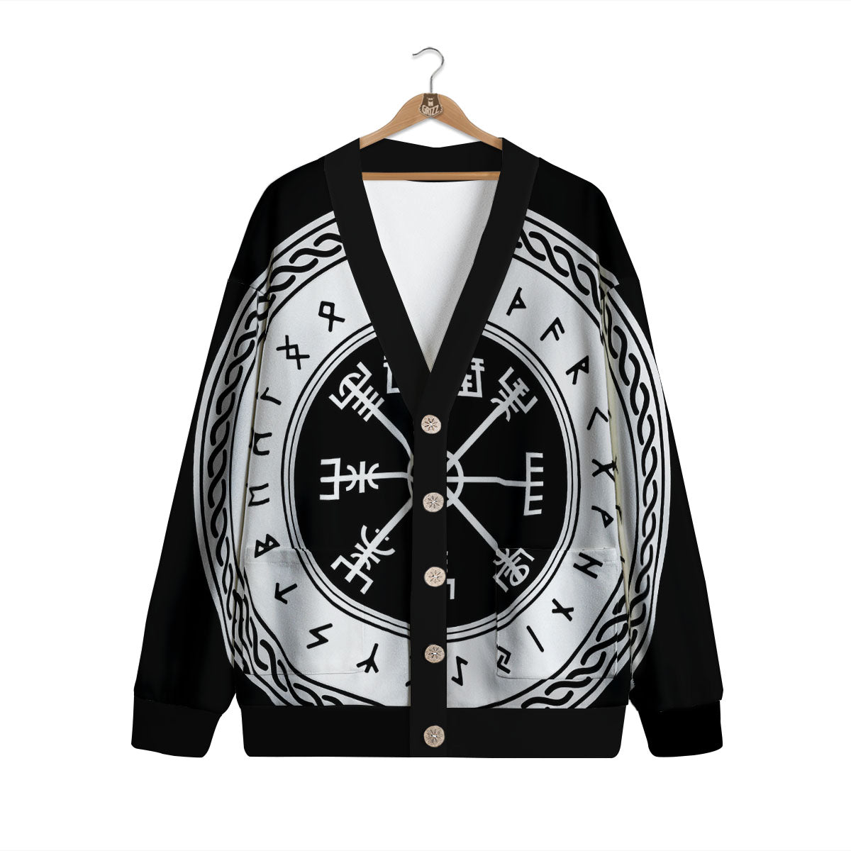 Vegvisir Viking Print Cardigan-grizzshop