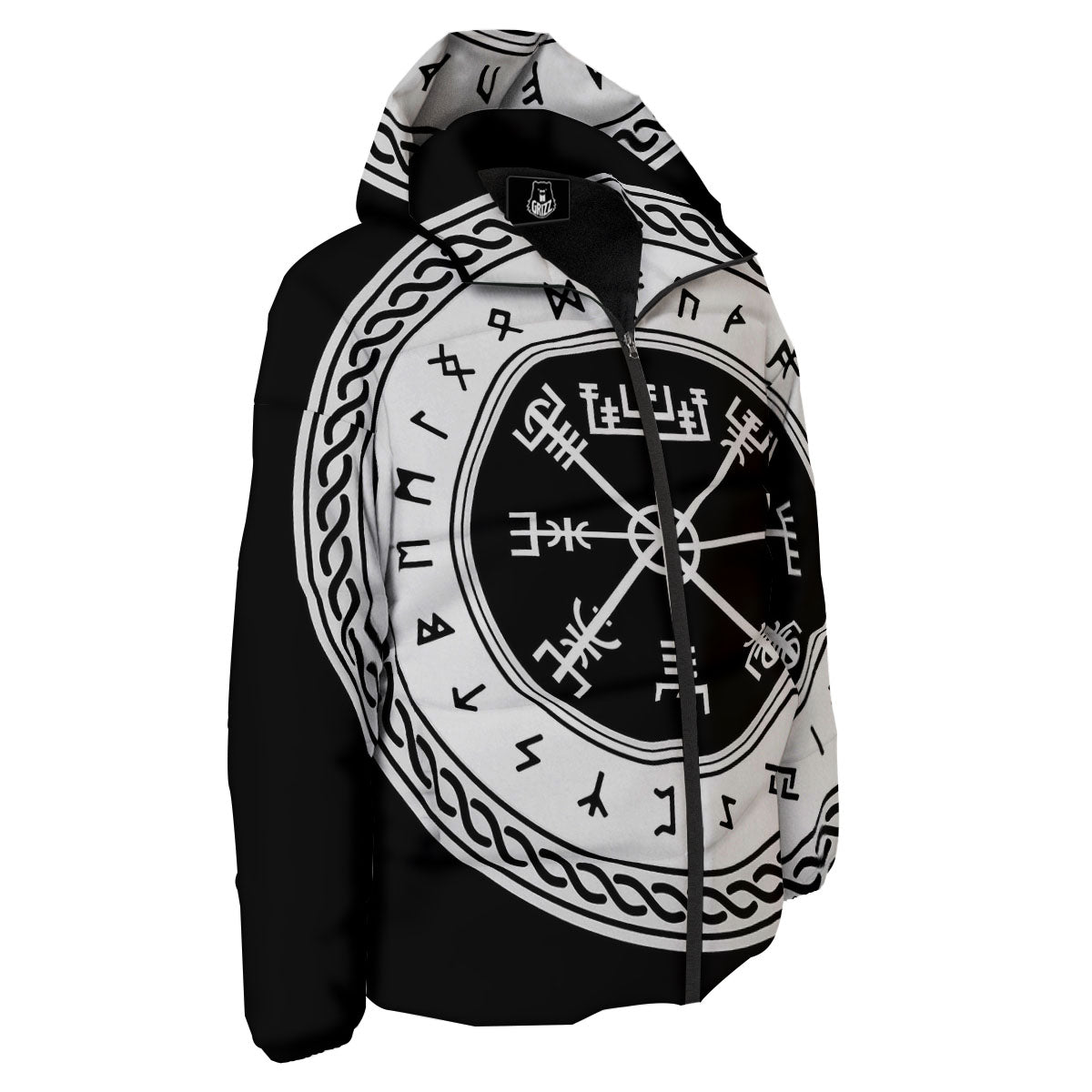 Vegvisir Viking Print Down Jacket-grizzshop