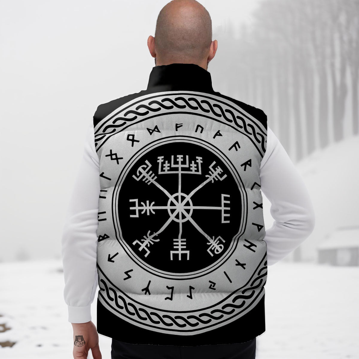 Vegvisir Viking Print Down Vest