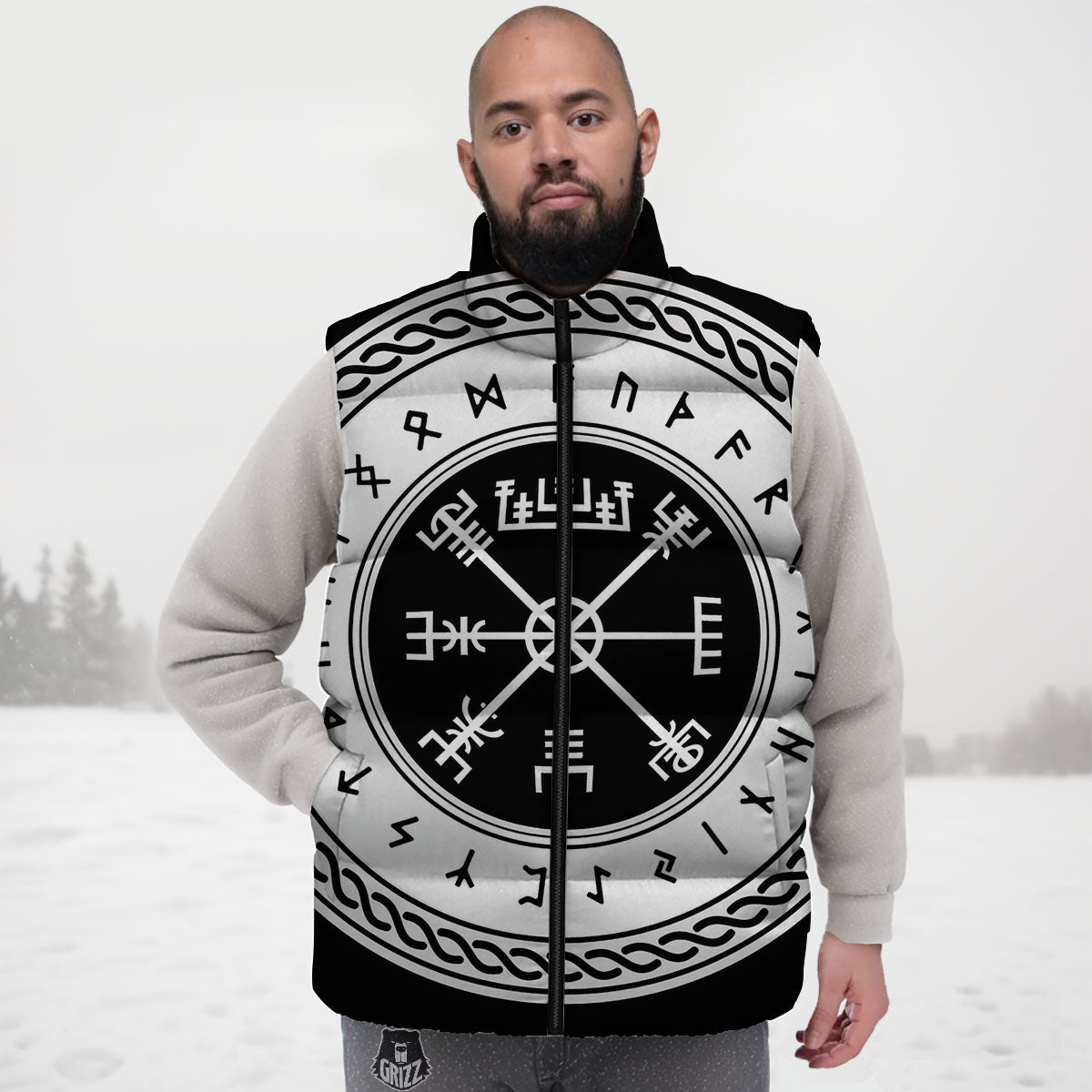 Vegvisir Viking Print Down Vest