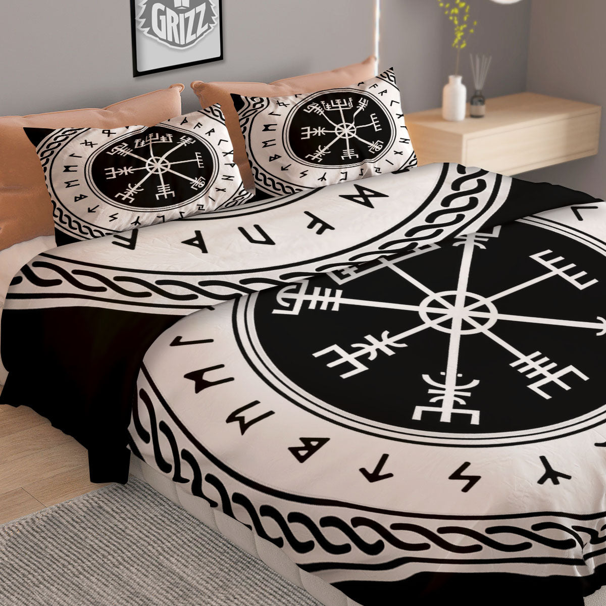 Vegvisir Viking Print Duvet Cover Bedding Set