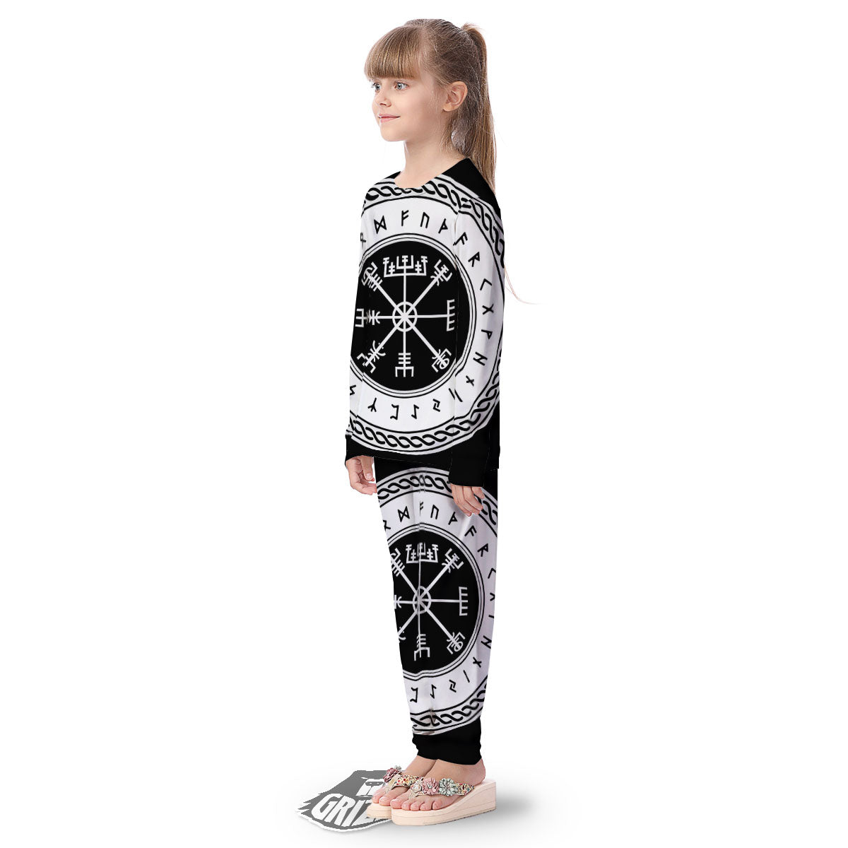 Vegvisir Viking Print Kid's Pajamas-grizzshop