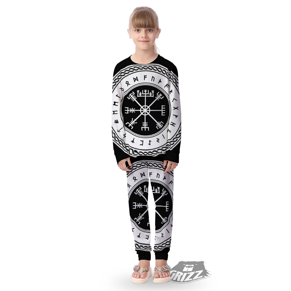 Vegvisir Viking Print Kid's Pajamas-grizzshop