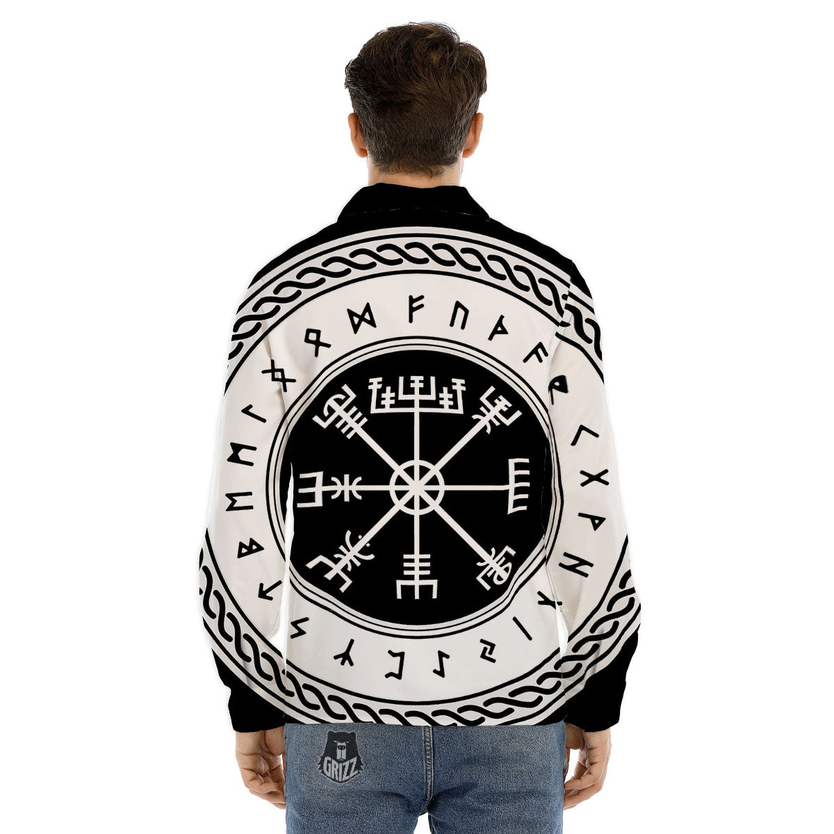 Vegvisir Viking Print Men's Dress Shirts-grizzshop