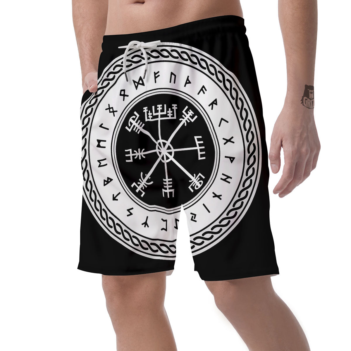 Vegvisir Viking Print Men's Shorts-grizzshop
