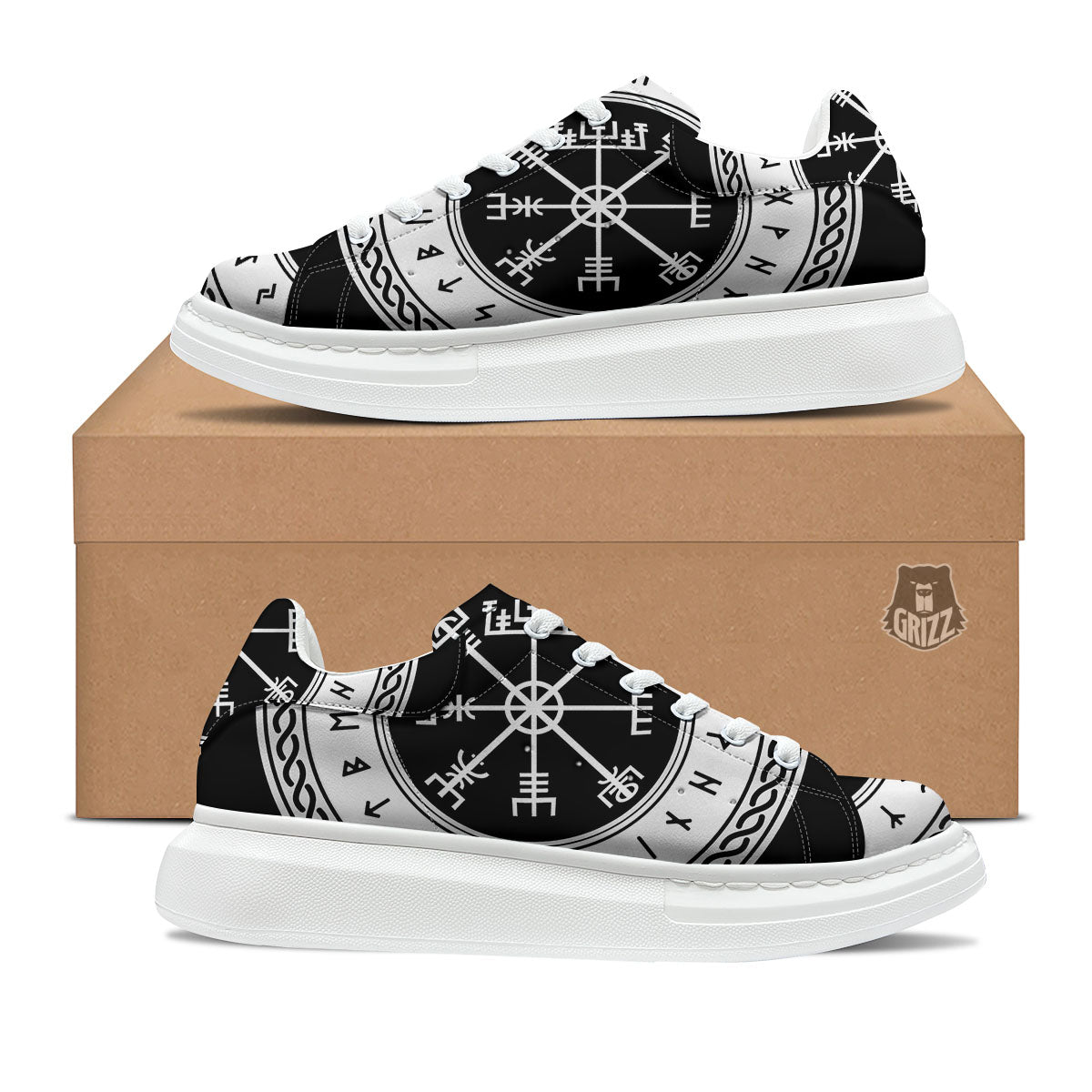 Vegvisir Viking Print Platform Shoes-grizzshop