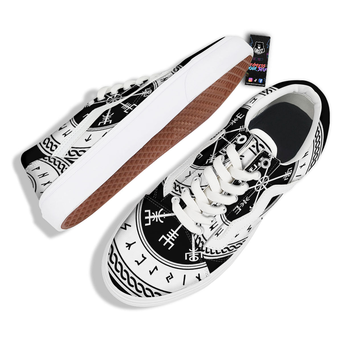 Vegvisir Viking Print Skate Shoes-grizzshop