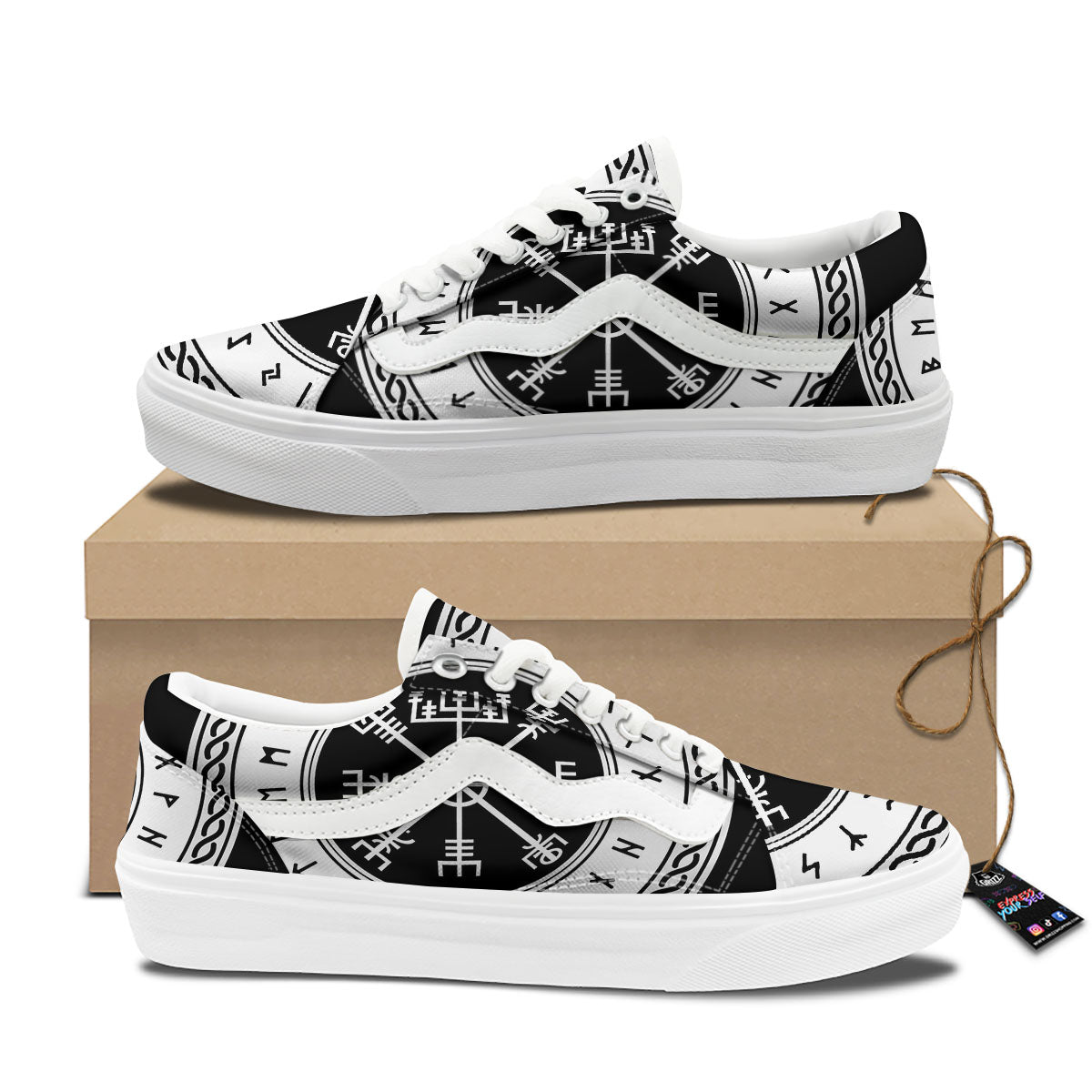 Vegvisir Viking Print Skate Shoes-grizzshop