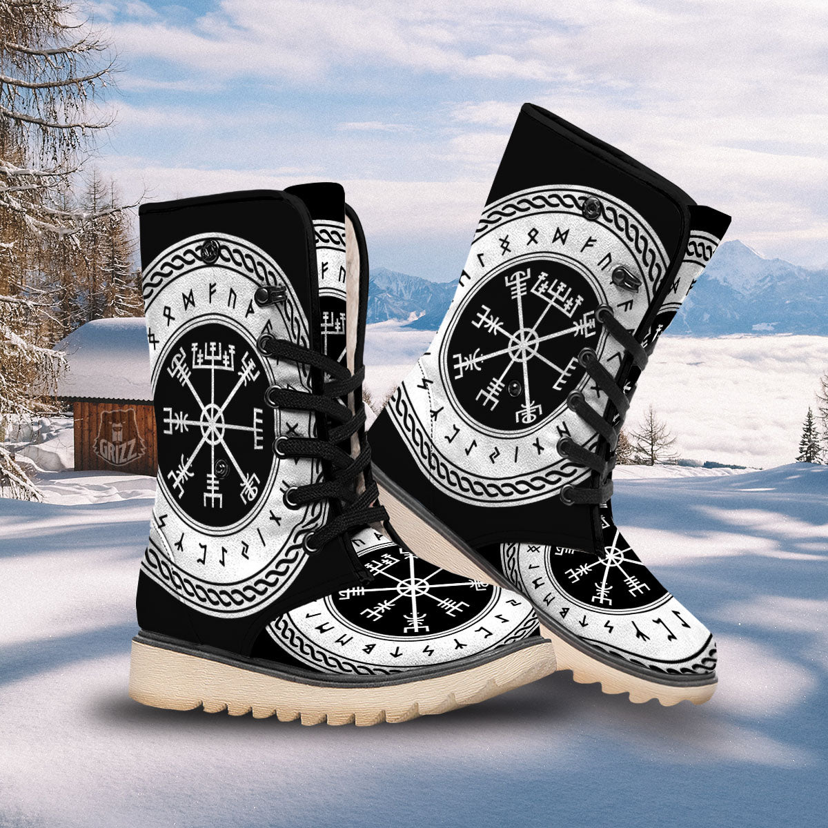 Vegvisir Viking Print Snow Boots-grizzshop