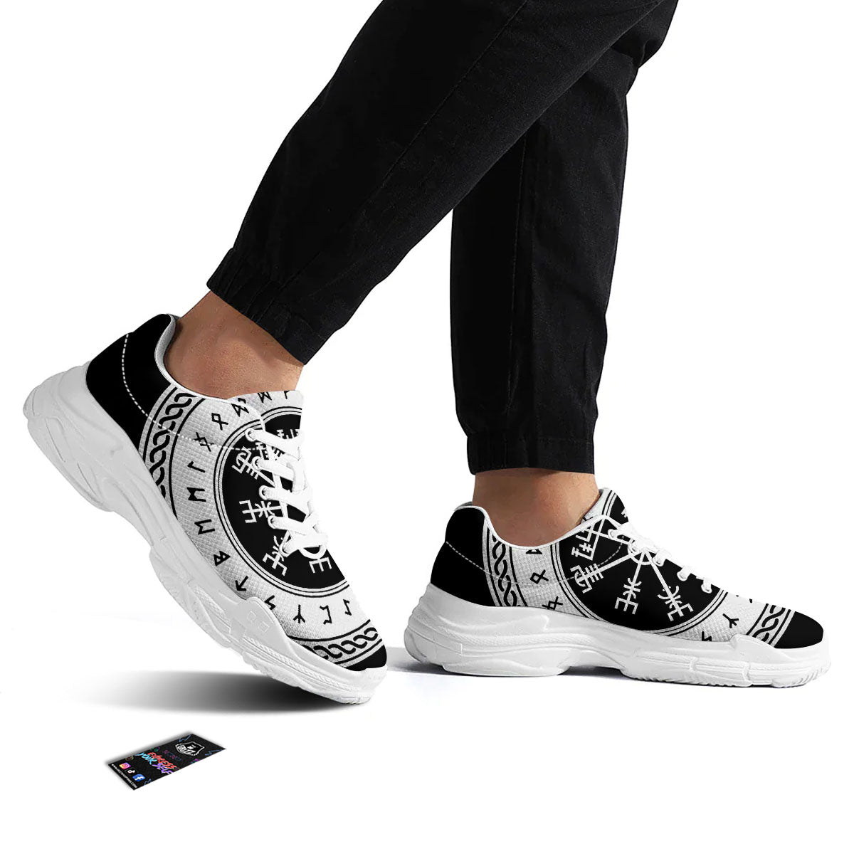 Vegvisir Viking Print White Chunky Shoes-grizzshop