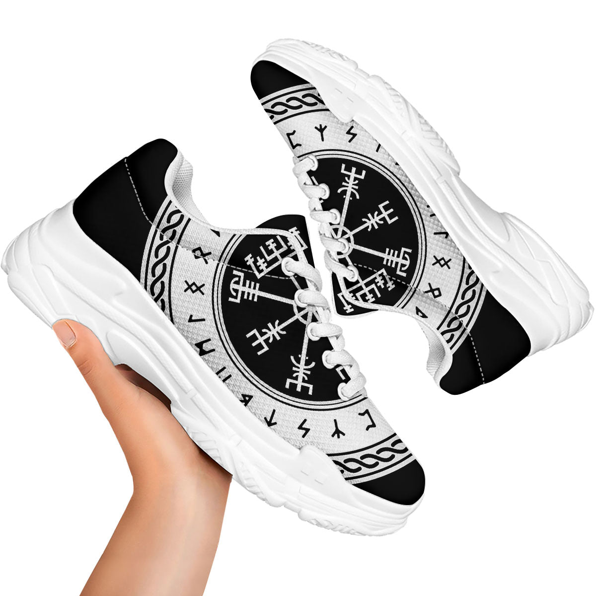 Vegvisir Viking Print White Chunky Shoes-grizzshop