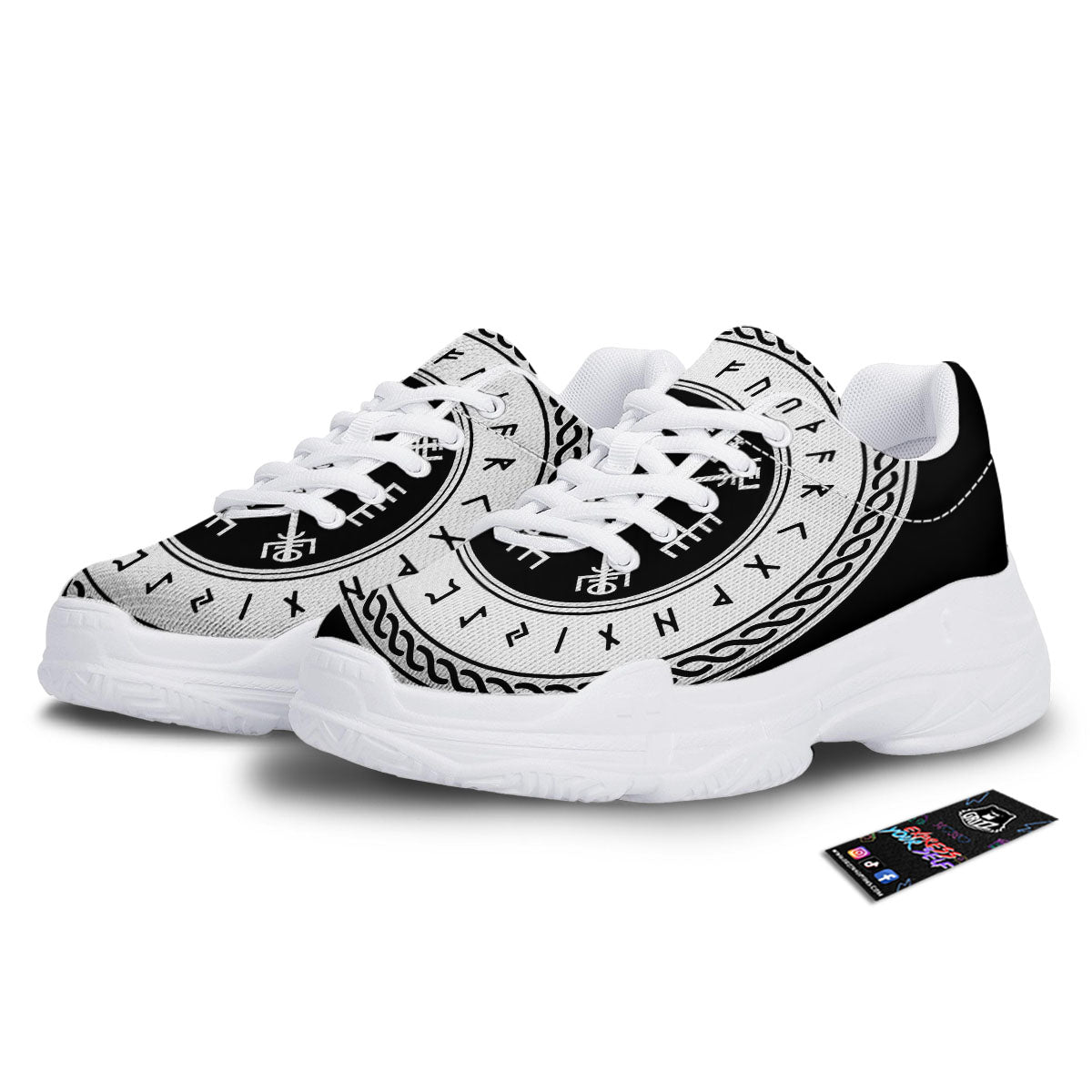 Vegvisir Viking Print White Chunky Shoes-grizzshop