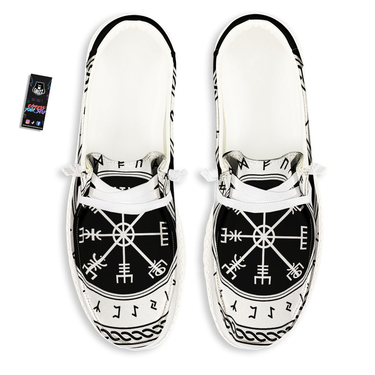Vegvisir Viking Print White Loafers-grizzshop