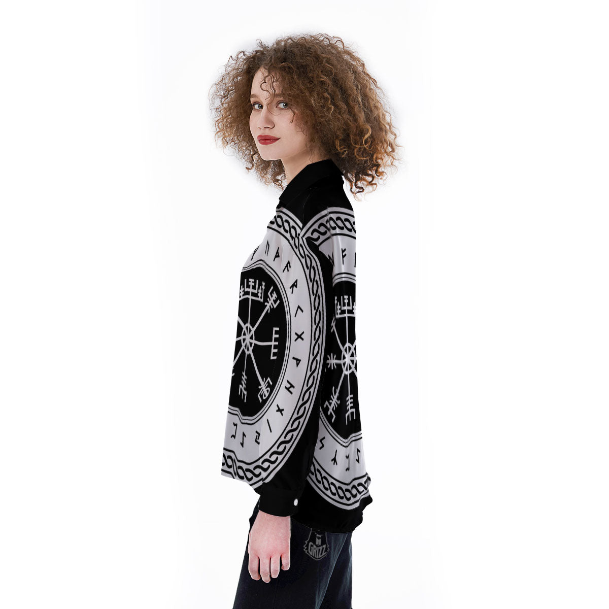 Vegvisir Viking Print Women's Long Sleeve Shirts-grizzshop