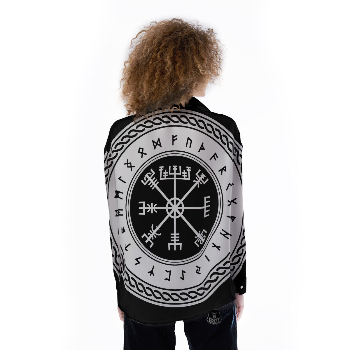 Vegvisir Viking Print Women's Long Sleeve Shirts-grizzshop