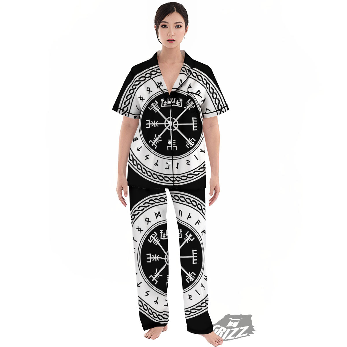 Vegvisir Viking Print Women's Pajamas Set-grizzshop