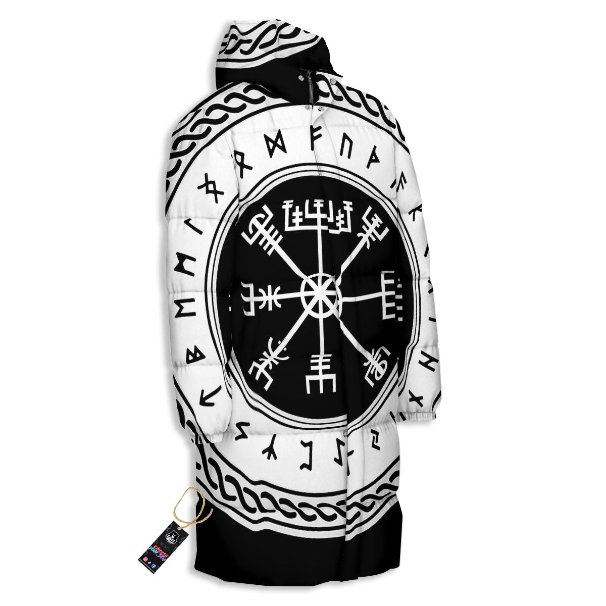 Vegvisir Viking Print Long Down Jacket