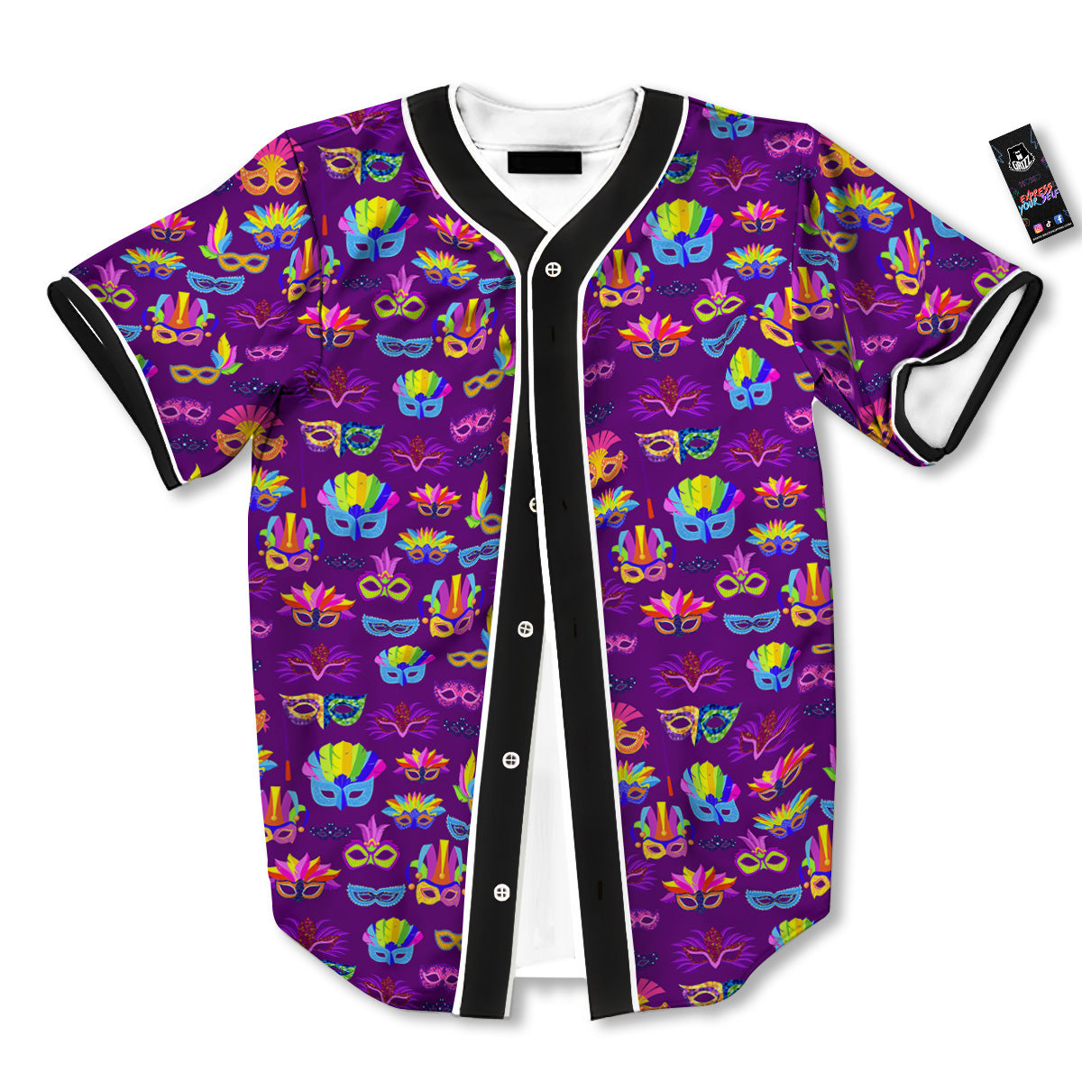 Venice Carnival Mask Print Pattern Baseball Jersey-grizzshop