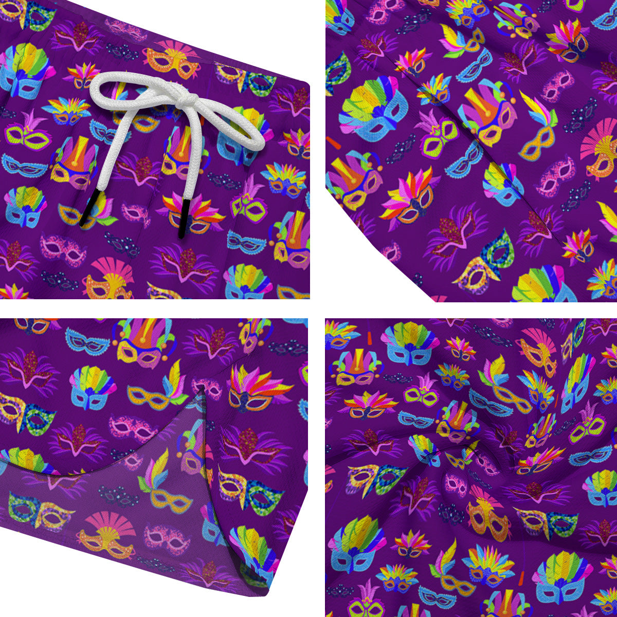 Venice Carnival Mask Print Pattern Men's Running Shorts-grizzshop