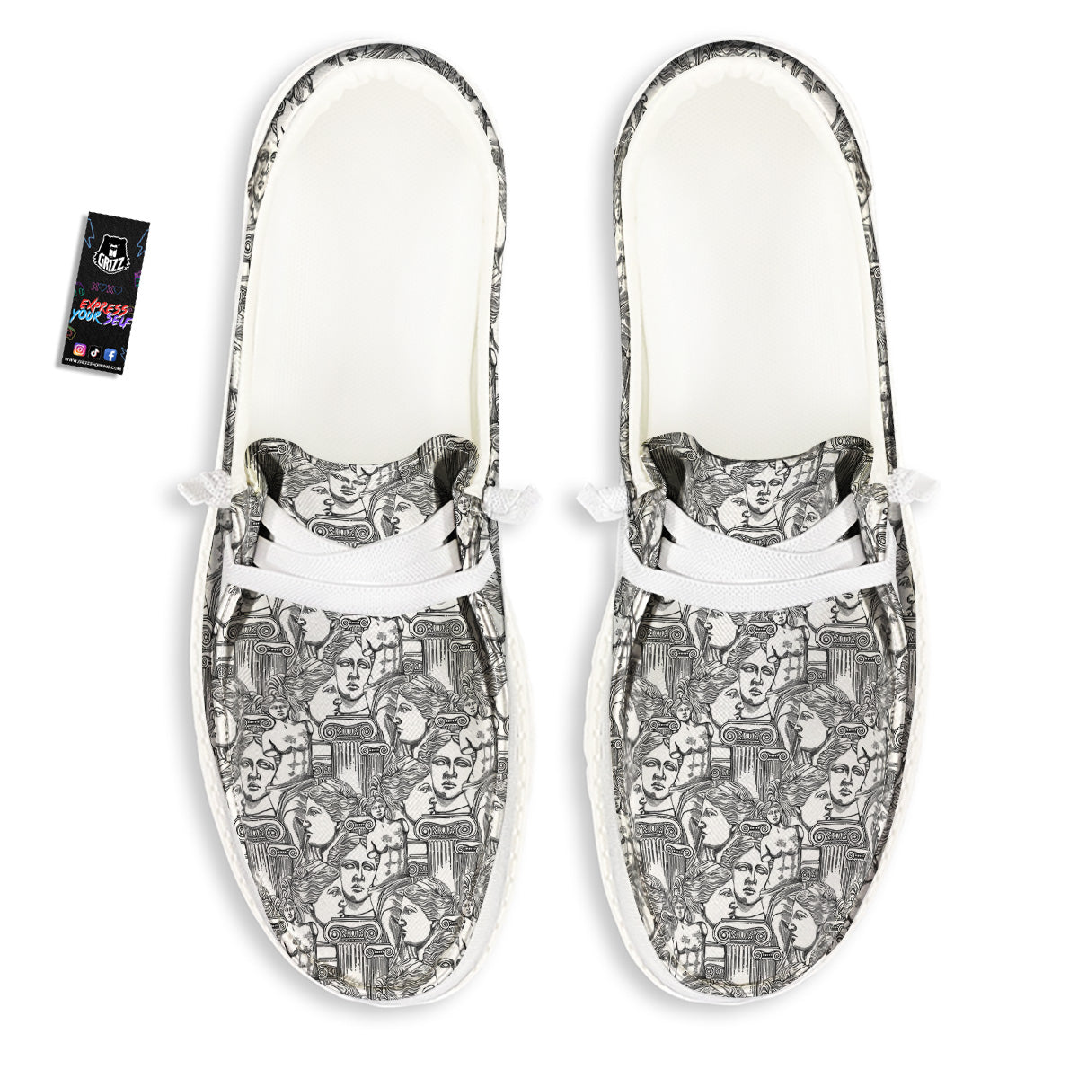 Venus Milos Print Pattern White Loafers-grizzshop