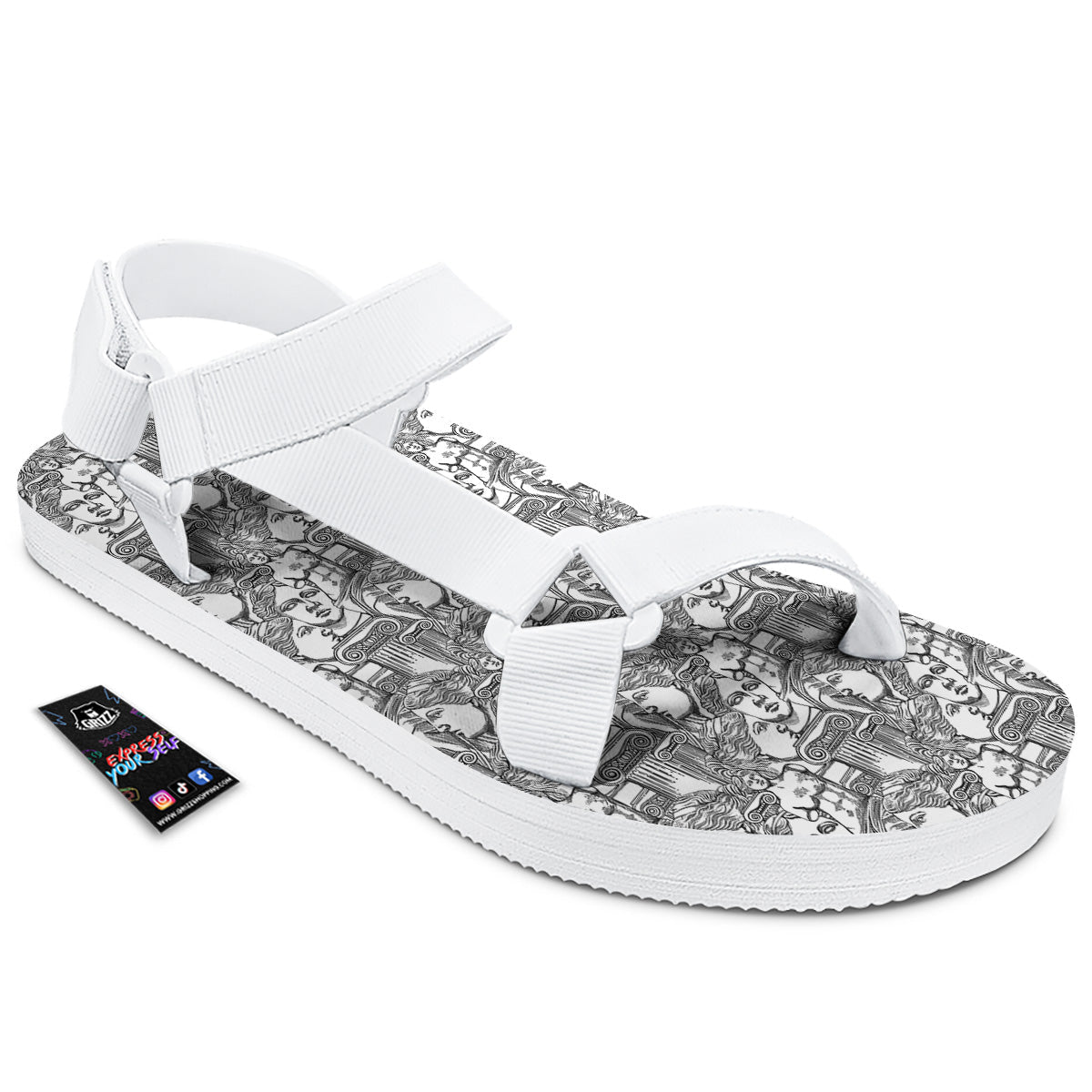 Venus Milos Print Pattern White Open Toe Sandals-grizzshop