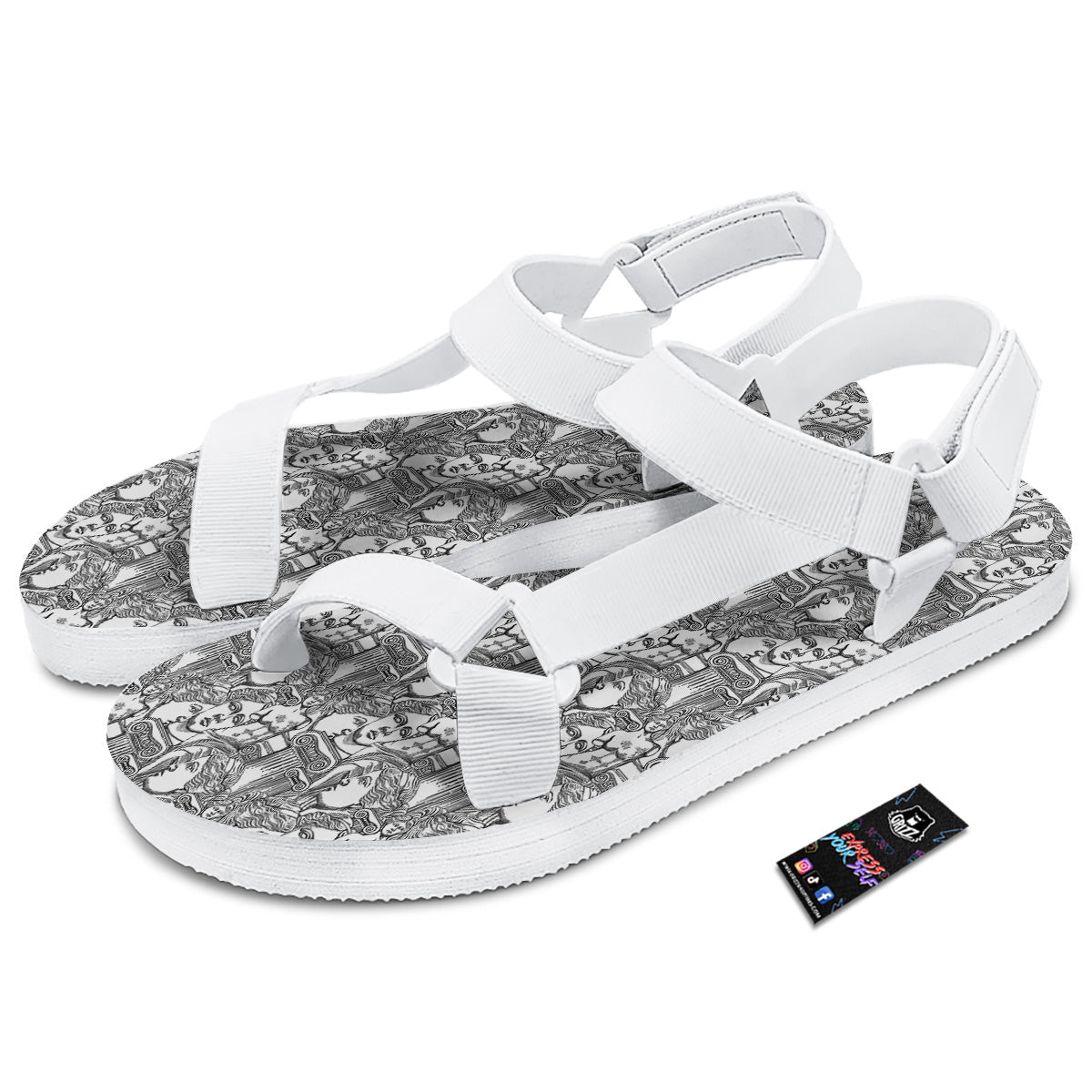 Venus Milos Print Pattern White Open Toe Sandals-grizzshop