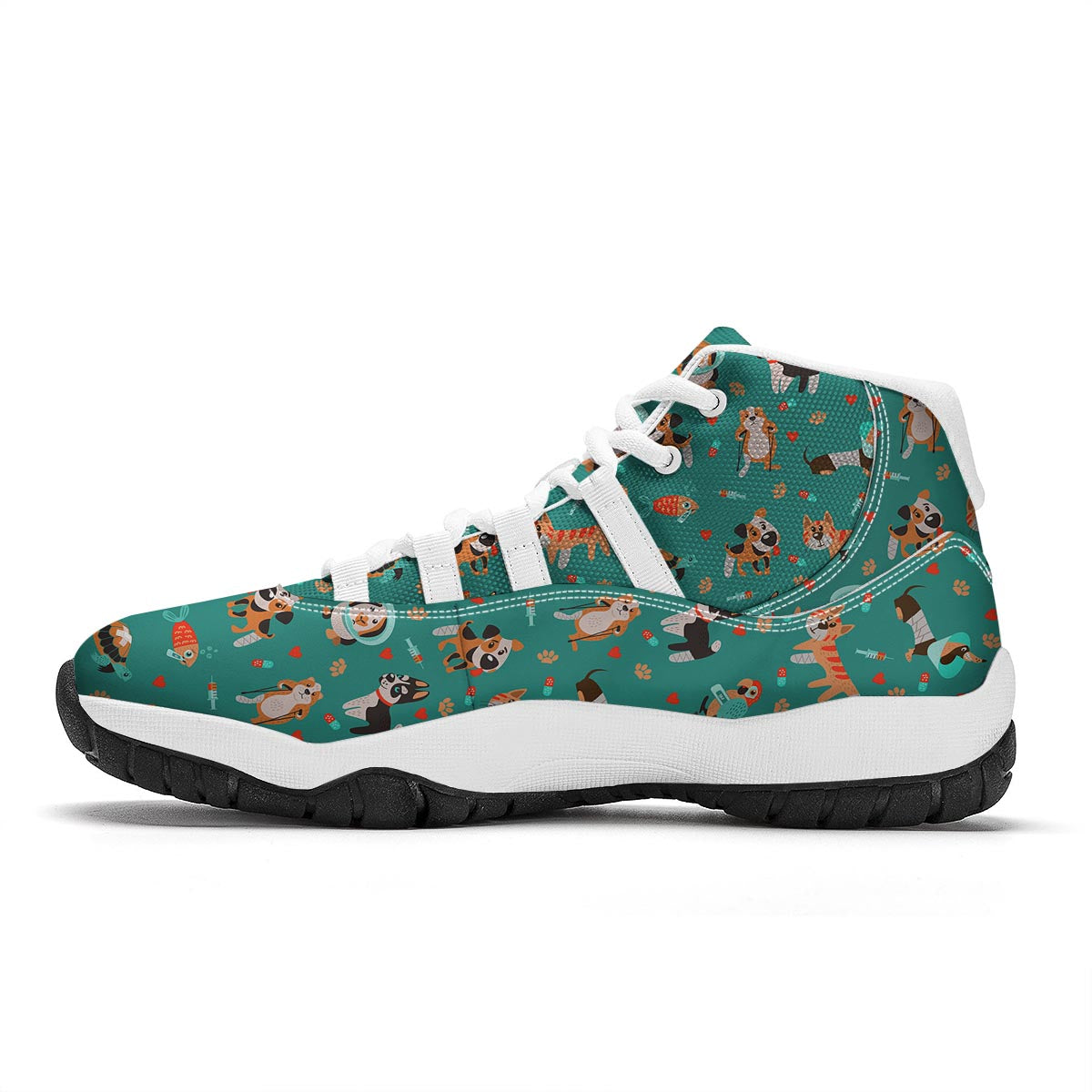 Veterianary Animal Pattern Print White Bball Shoes-grizzshop