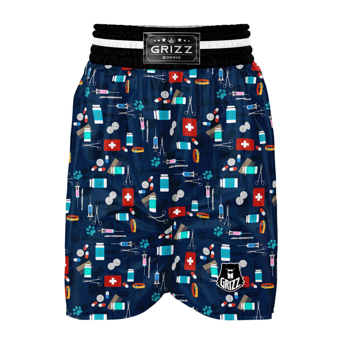 Veterianary Pattern Print Boxing Shorts-grizzshop