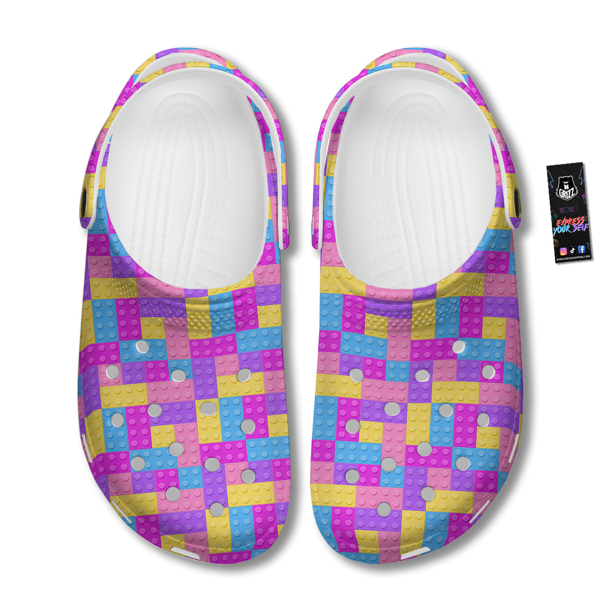 Video Game Colorful Block Puzzle Print Clog-grizzshop