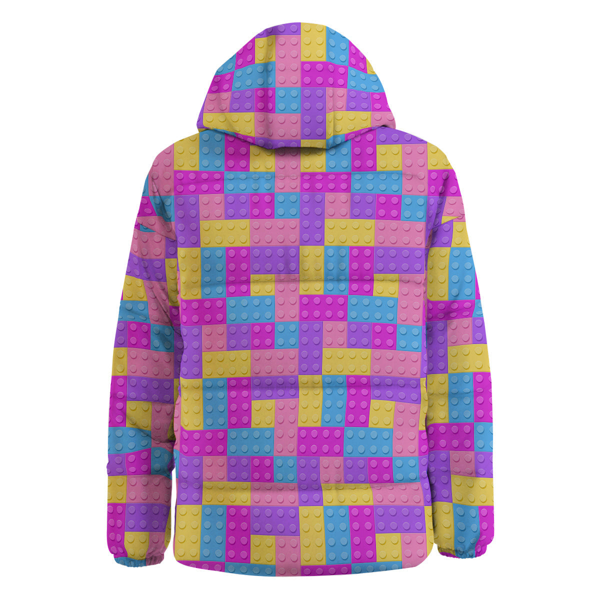 Video Game Colorful Block Puzzle Print Down Jacket-grizzshop
