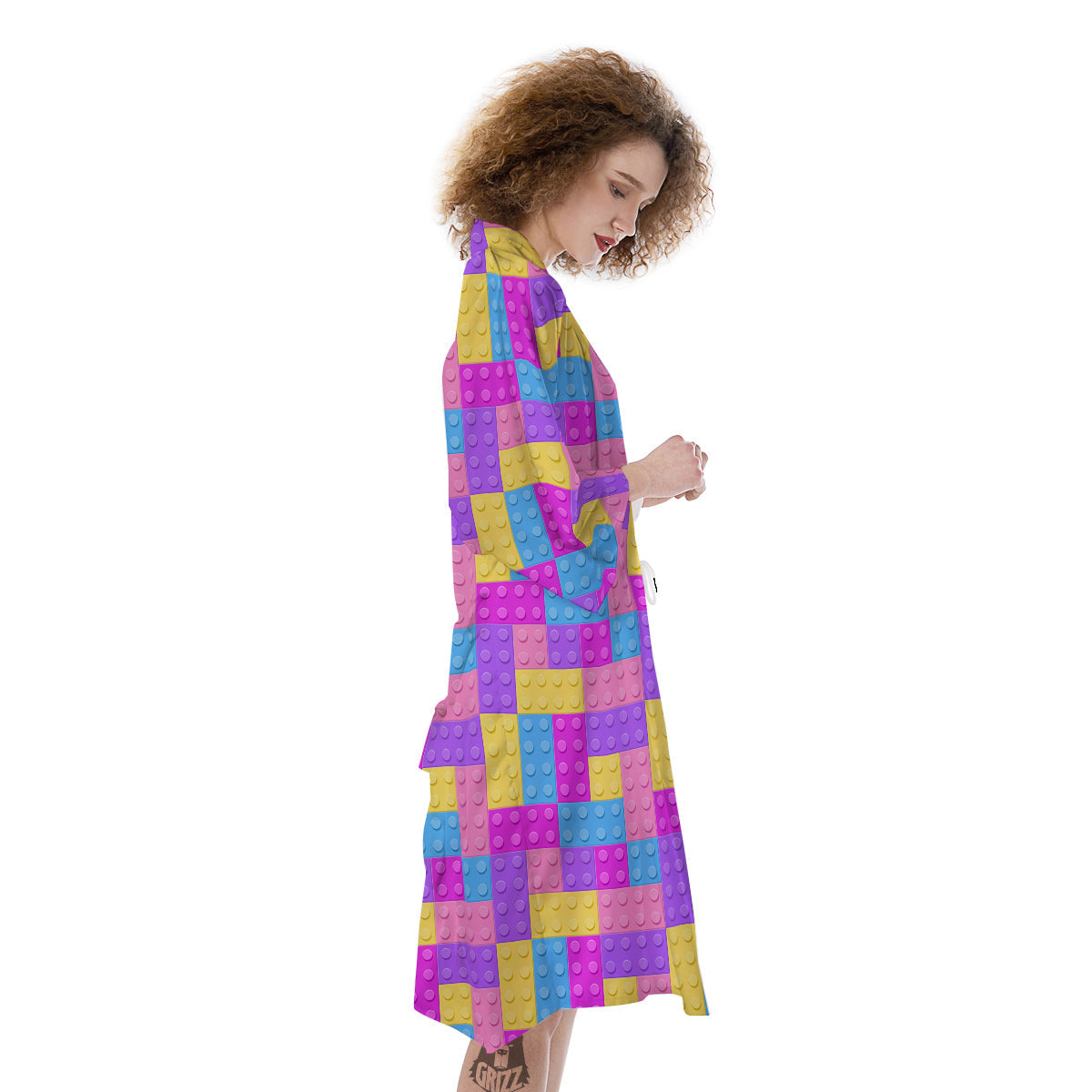 Video Game Colorful Block Puzzle Print Kimono-grizzshop