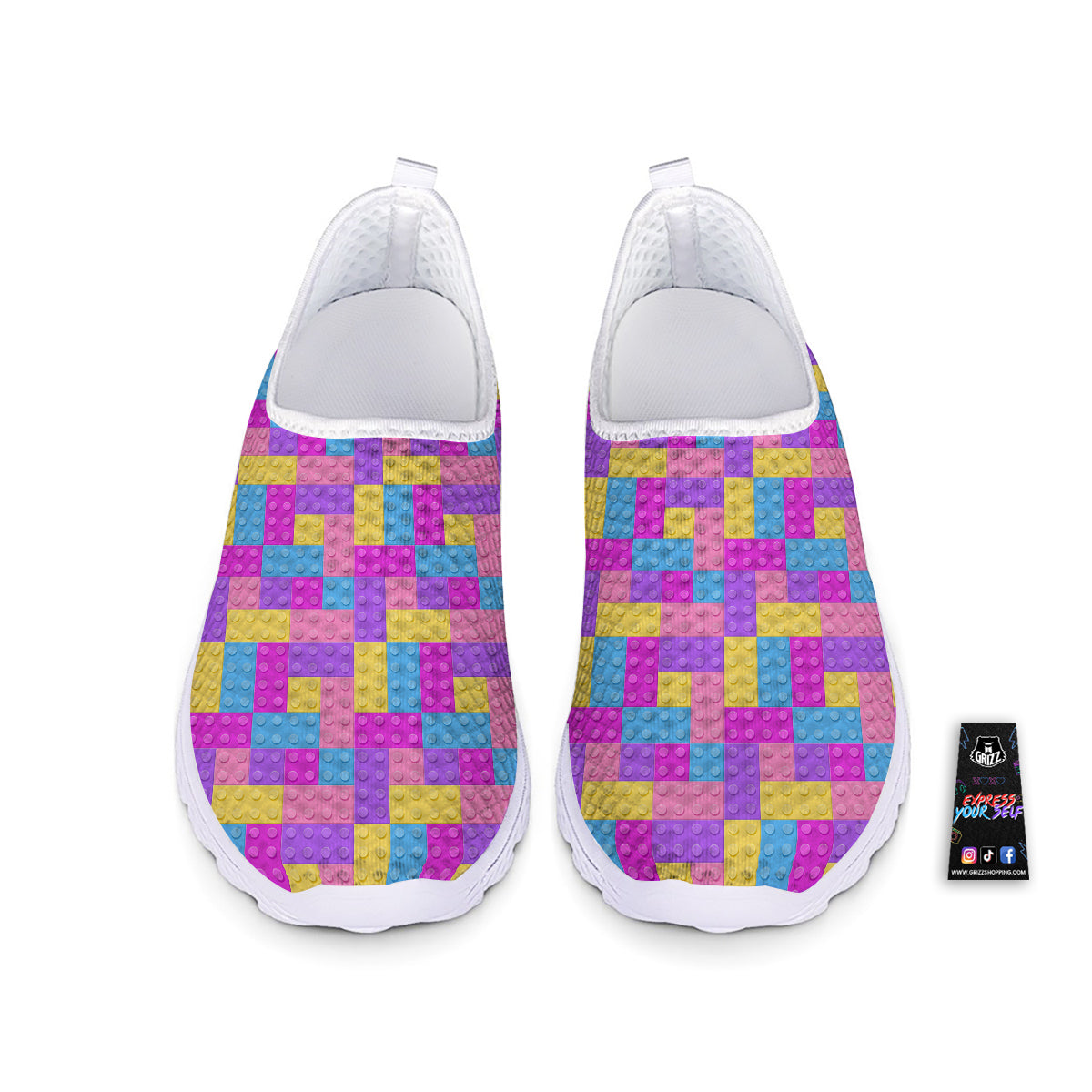 Video Game Colorful Block Puzzle Print Nurse Shoes-grizzshop