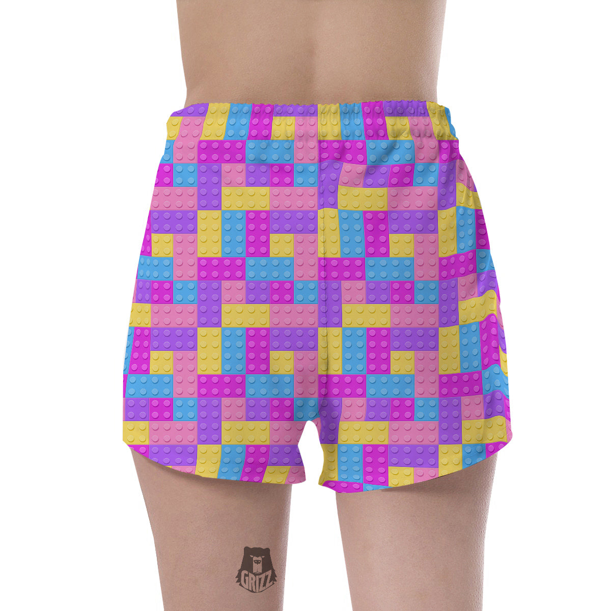 Video Game Colorful Block Puzzle Print Women's Shorts-grizzshop