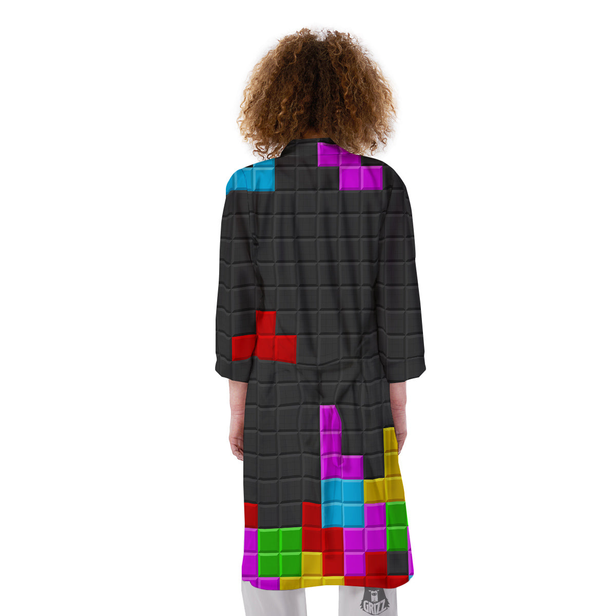 Video Game Colorful Brick Puzzle Print Kimono-grizzshop