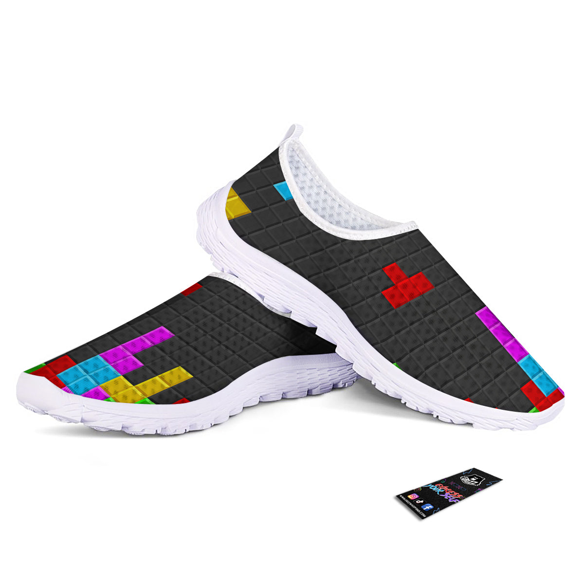Video Game Colorful Brick Puzzle Print Nurse Shoes-grizzshop