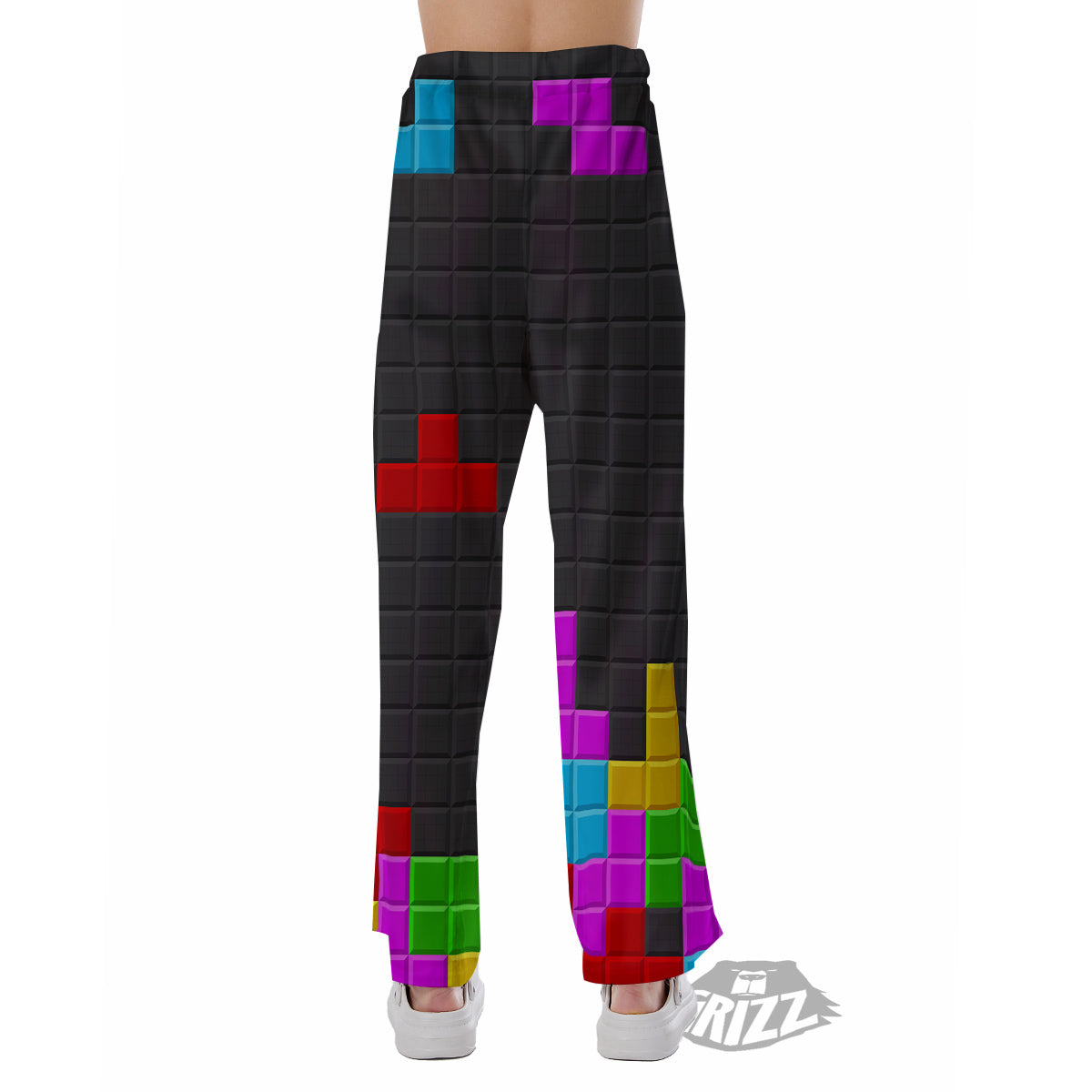 Video Game Colorful Brick Puzzle Print Pajama Pants-grizzshop