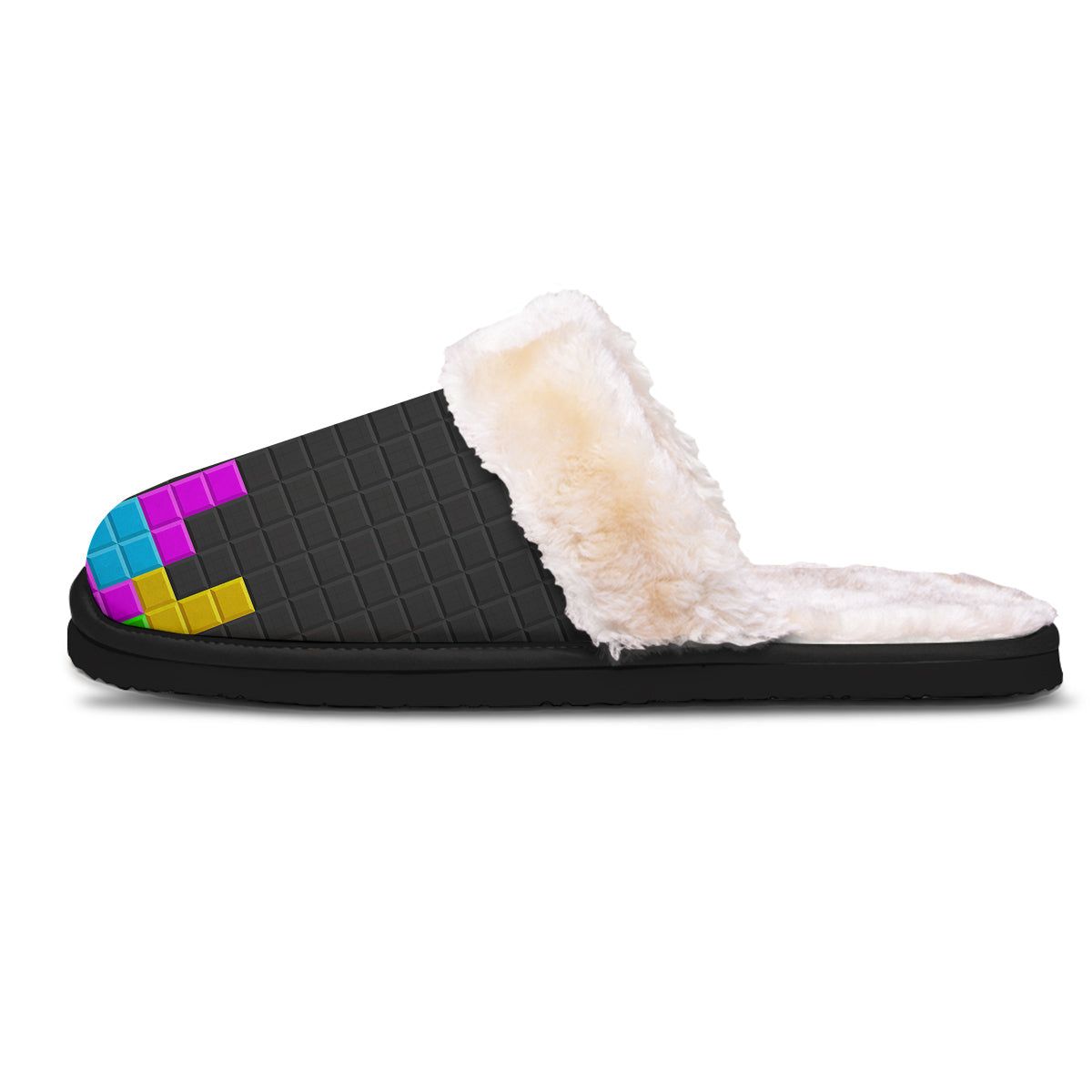 Video Game Colorful Brick Puzzle Print Slippers-grizzshop