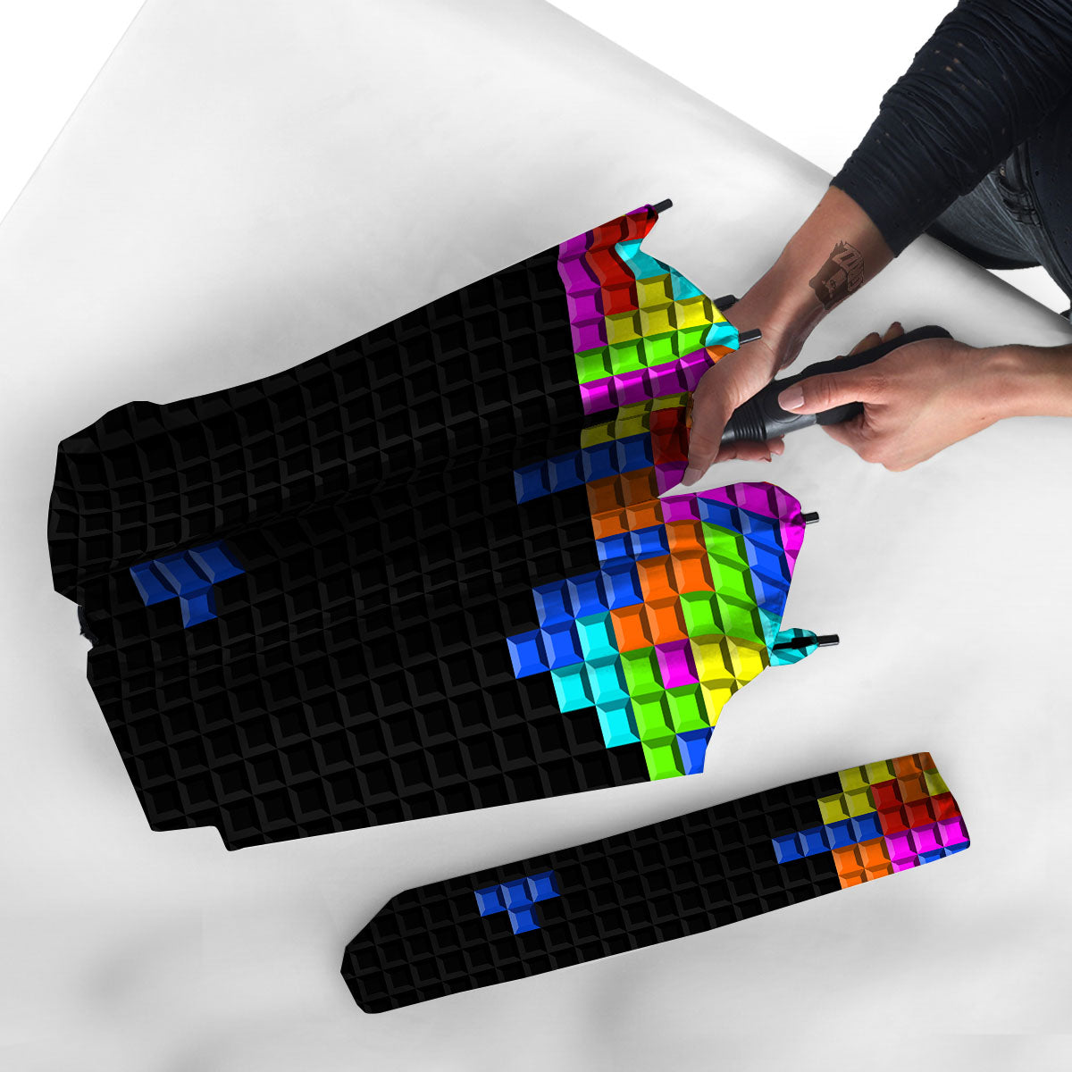 Video Game White Brick Puzzle Print Umbrella-grizzshop